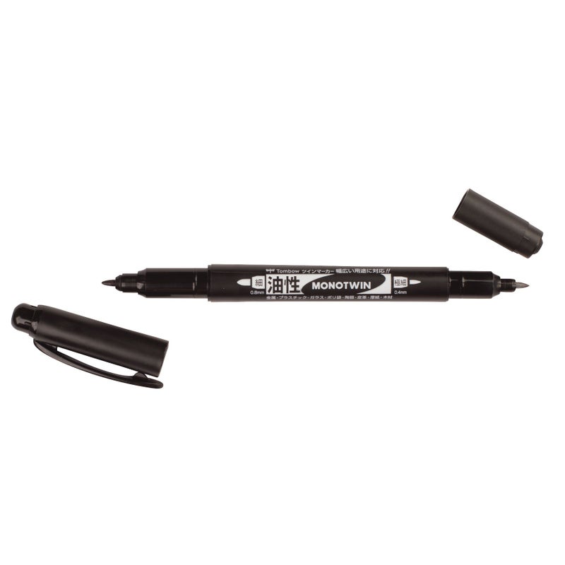 Tombow 56500 MONO Twin Permanent Marker, 10-Pack. Dual-Tipped, Permanent Black Marker with Fine and Broad Tips - Image 1